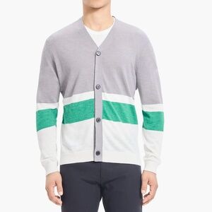 Theory Larus Relaxed Stripe Button Cardigan Size Medium New